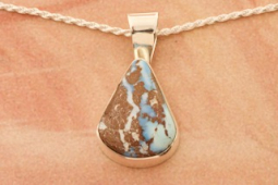 Genuine Golden Hill Turquoise Sterling Silver Native American Pendant